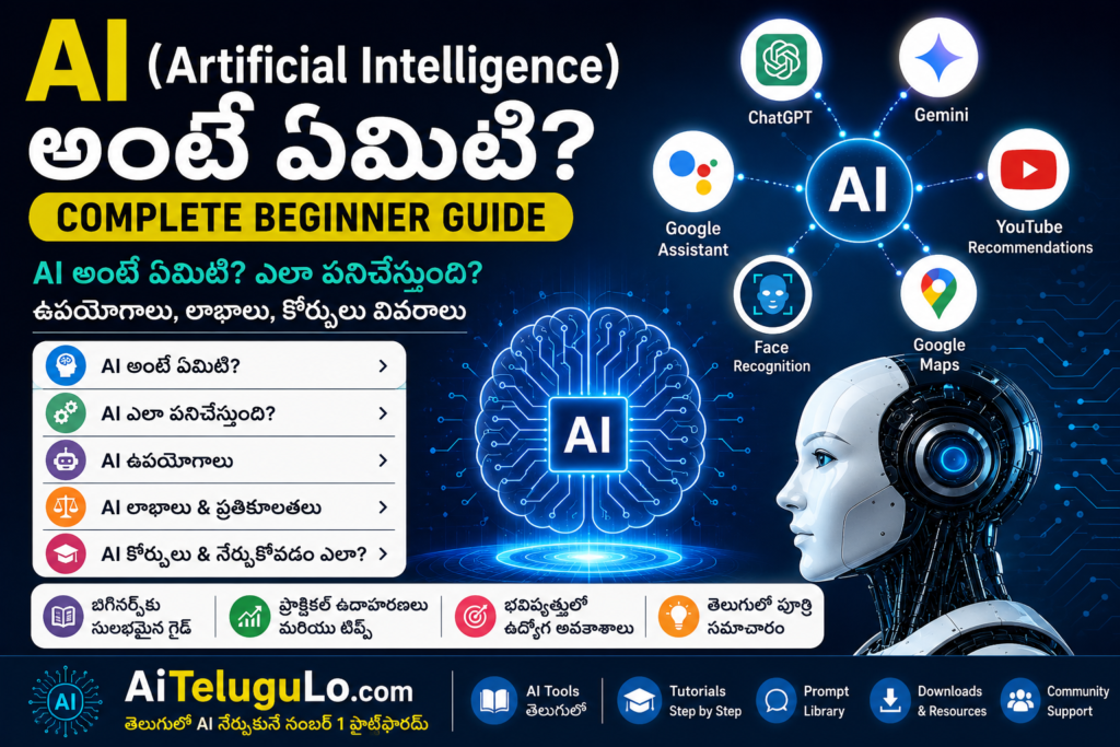 AI అంటే ఏమిటి (Artificial Intelligence) Complete Guide in Telugu 2026
