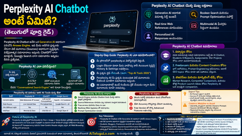 Perplexity AI Chatbot అంటే ఏమిటి పూర్తి తెలుగు గైడ్ AiTeluguLo.com