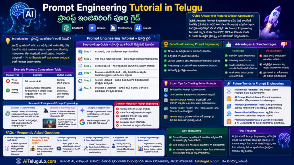 Prompt Engineering Tutorial in Telugu – ప్రాంప్ట్ ఇంజినీరింగ్ పూర్తి గైడ్